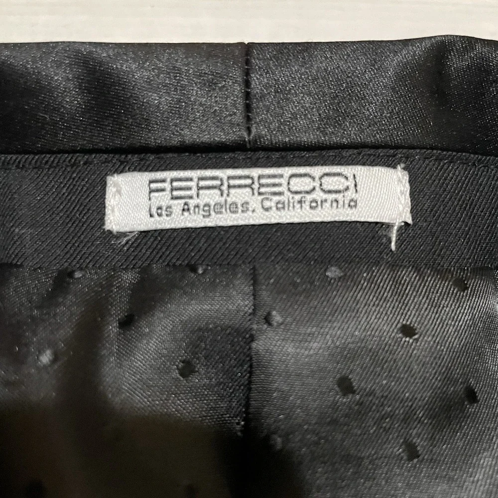FERRECCI Black Slim Fit Tuxedo Jacket 36R Shawl Lapel 1 Button Formal Blazer